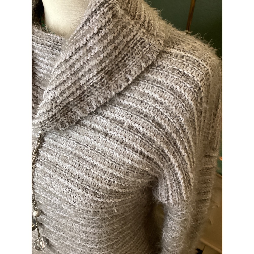 OLIVE OAK Cozy Fuzzy Striped Cowl Neck Sweater Size S - Picture 2 of 5